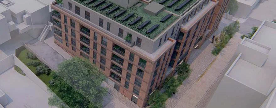 Consented apartment-scheme aerial view
