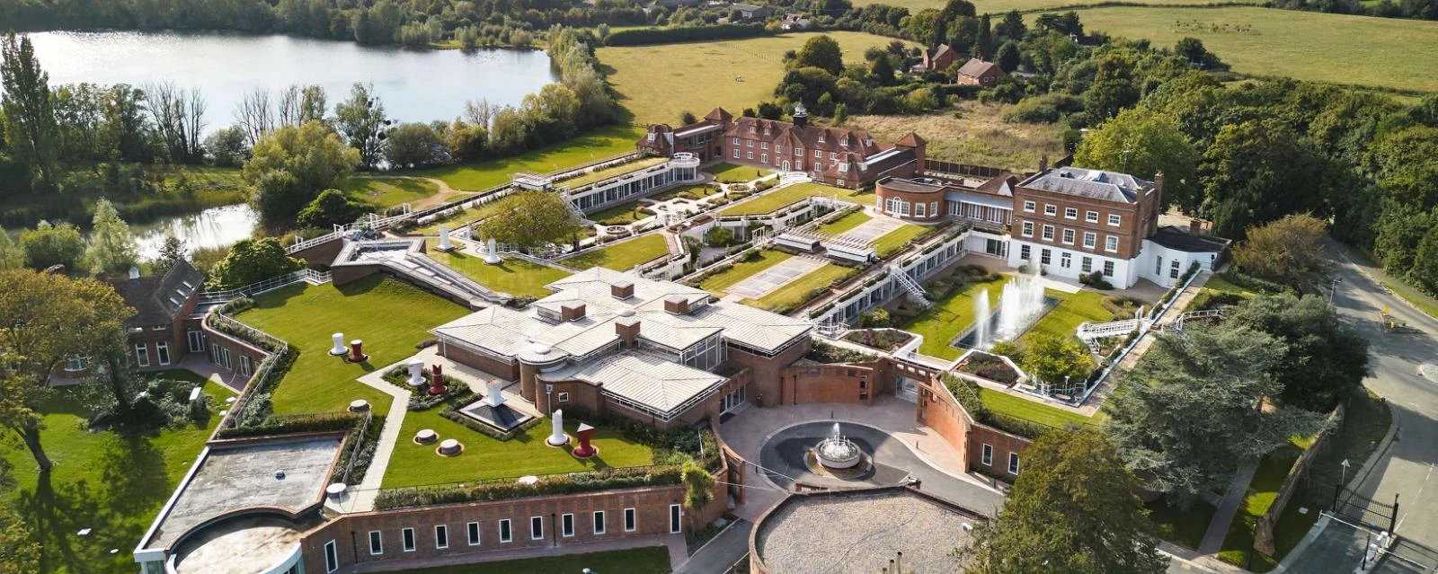 Aerial view of The Sandars estate and lakes